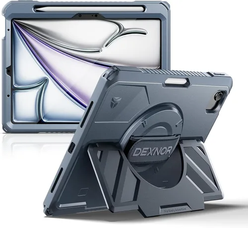 Vista 38 de Dexnor Funda para iPad mini 7 (A17 Pro) 2024/mini 6 2021 de 8.3 pulgadas, funda protectora resistente con correa de mano giratoria de 360° y soporte