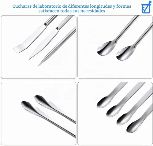 Vista 2 de Juego de 22 espátulas de laboratorio de acero inoxidable para relleno