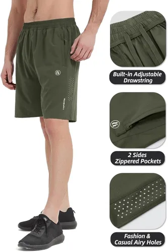 Vista 3 de Pantalones cortos deportivos para hombre, para correr, gimnasio, senderismo, pantalones cortos de entrenamiento para hombre de 7 pulgadas, cómodos