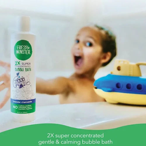 Vista 3 de Fresh Monster Baño de burbujas espumoso para niños, hipoalergénico, natural para niños y niños pequeños, súper concentrado, aroma calmante a