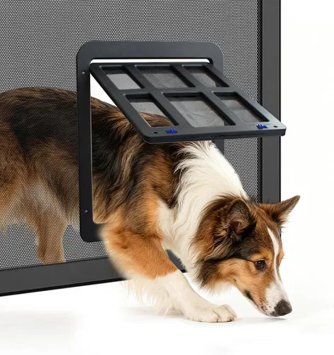 Vista 10 de Puerta mosquitera para puerta mosquitera con cierre automático magnético, pestañas dobles bloqueables, puerta mosquitera para perros, fácil acceso