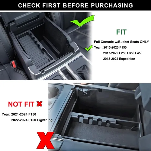 Vista 3 de PIMCAR Compatible con Ford 2015-2020 F150, 2017-2022 F250 F350 F450, 2018-2024 Expedition Organizador de consola central y protector de reposabrazos