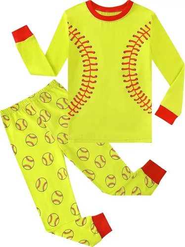 Vista 11 de A&J DESIGN Pijamas Deportivos de Algodón para Niños de 2-14 Años, Juego de Pijamas de 2 Piezas Marrón (Brown Football)