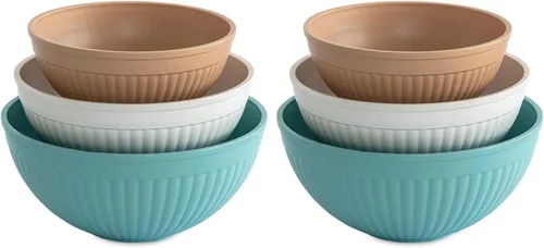 Vista 7 de Nordic Ware – Juego de tazones para preparar, servir y mezclar, 3 piezas, tonos tierra