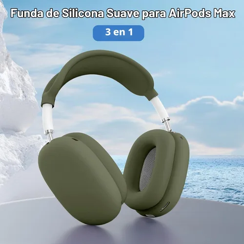 Vista 2 de Funda de silicona para AirPods Max 2/AirPod Max (2026/2024/2020), verde Verde militar-C3