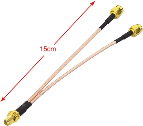 Vista 4 de Bingfu Cellular 0.14 oz LTE Trail - Antena para cámara de montaje en pared, con cable divisor SMA hembra a cable SMA macho dual - Compatible