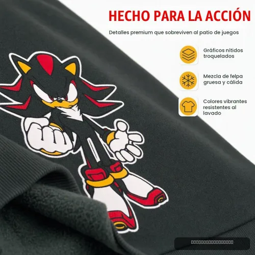 Vista 4 de SEGA Sonic the Hedgehog - Sudadera con capucha y cremallera para cosplay Sombra