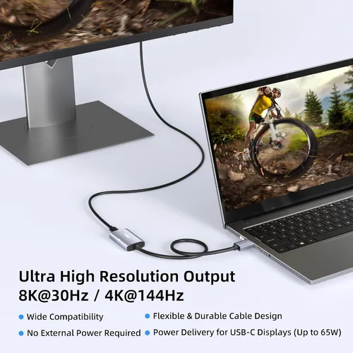 Vista 2 de Adaptador DisplayPort a USB C 8K a 30Hz 4K a 144Hz (requiere modo Alt DP)