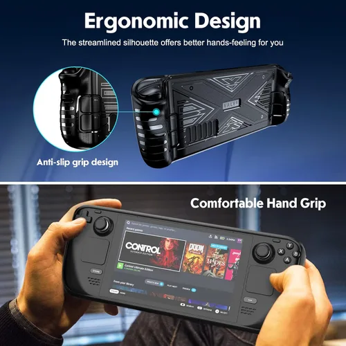 Vista 6 de Case for Steam Deck SENQAO TPU Protective Cover Case Compatible with Steam Deck Shock-Absorption Non-Slip and Anti-Scratch Design Cover Protector