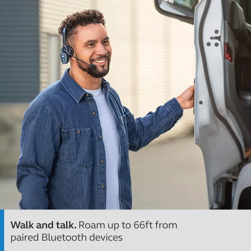 Vista 7 de Auriculares BlueParrott B250-XTS Mono Bluetooth Inalámbricos con 91% de Cancelación de Ruido, Audífonos Trucker Sobre la Cabeza con Micrófono