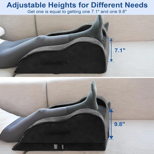 Vista 4 de KingPavonini Almohadas ajustables de elevación de piernas para después de la cirugía, curva ergonómica mantiene la rodilla recta, almohada de espuma