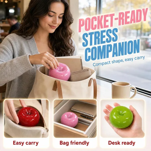Vista 6 de Juguete suave elástico para aliviar el estrés de la manzana de granizado Rojo