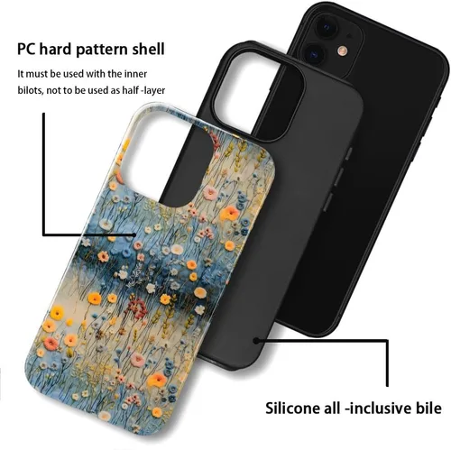 Vista 3 de Funda TnXee Compatible con iPhone 11, Funda Híbrida Brillante de 2 Capas para Prevenir Caídas para Niñas y Niños, Aspecto Bonito con Flores Salvajes