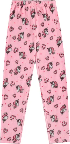 Vista 5 de BTween Wooby Pijamas para niñas, pijamas para niños con camisa y pantalones de felpa, pijamas de dos piezas de animales, diseño de unicornio o zorro