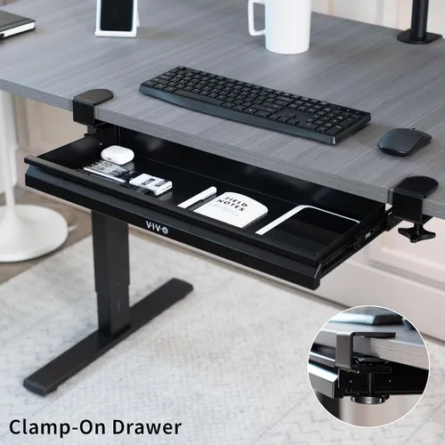 Vista 4 de VIVO DESK-DR22L - Cajón deslizante extraíble para debajo de la mesa de 22 pulgadas para escritorio de oficina, organizador de almacenamiento poco