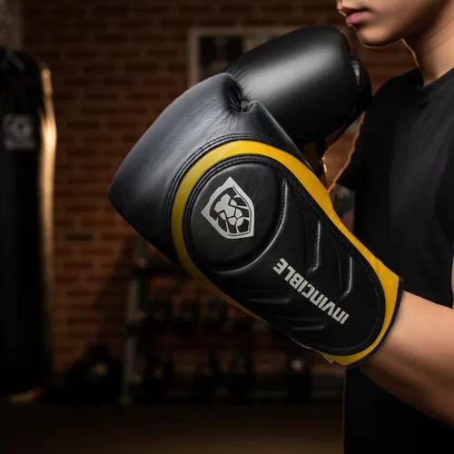 Vista 8 de Invincible Fight Gear Professional Hook and Loop Leather Training Boxing Gloves v2.0 - Ideal for Boxing, Kickboxing, Muay Thai, MMA for Men Women
