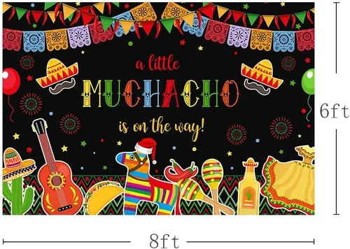 Vista 3 de MEHOFOND Fiesta Boy - Telón de fondo para baby shower, mexicano, A Little Muchacho está en camino, cactus Cinco Mayo, fondo de taco, feliz
