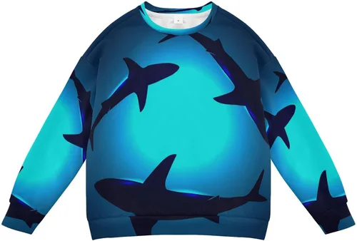 Vista 11 de Sudadera con cuello redondo y manga larga, diseño de nutrias marinas, diseño de animales oceánicos, para otoño e invierno multicolor (Multicolor01)