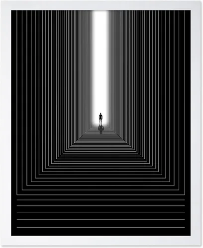 Vista 18 de Monem Art - Póster psicodélico – Impresión geométrica – Arte Trippy – Arte en blanco y negro – Arte abstracto – Arte moderno – Arte moderno – Arte