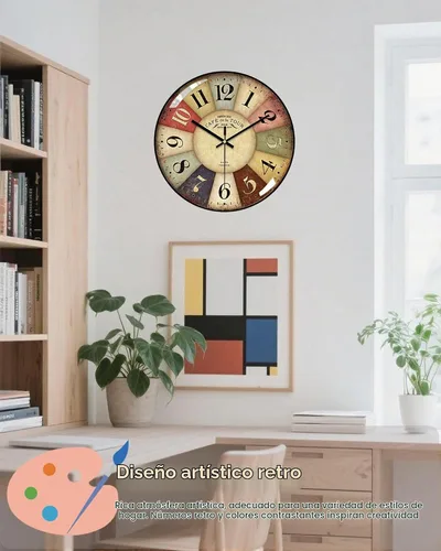 Vista 6 de [Usado] Reloj de pared vintage de 12 pulgadas con esfera de números romanos, reloj de cuarzo, silencioso, sin tic-tac, con esfera de vidrio B