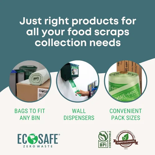 Vista 6 de EcoSafe -6400 HB2432-6 Bolsa compostable certificada - Bolsas verdes de 24 x 32 pulgadas para contenedores de 13 galones - Forros de basura