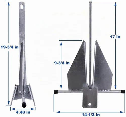Vista 2 de MARINE SYSTEM Kit de anclaje Fluke Anchor con cadena de anclaje y cuerda de anclaje para barcos, pontón, cubierta, pesca y vela