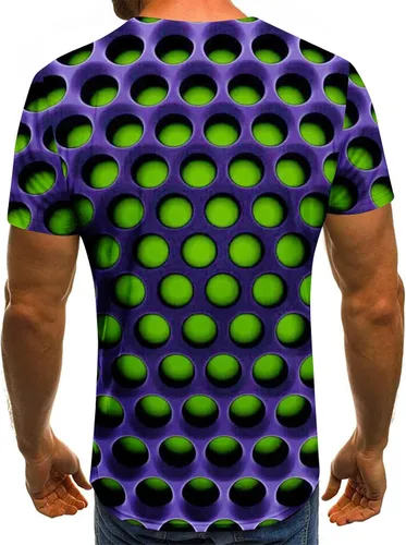 Vista 4 de Camisetas de verano para hombre, casual, elegante, manga corta, neón, abstracto, 3D, impresión, camiseta de trabajo, novedad, ropa gráfica 2023