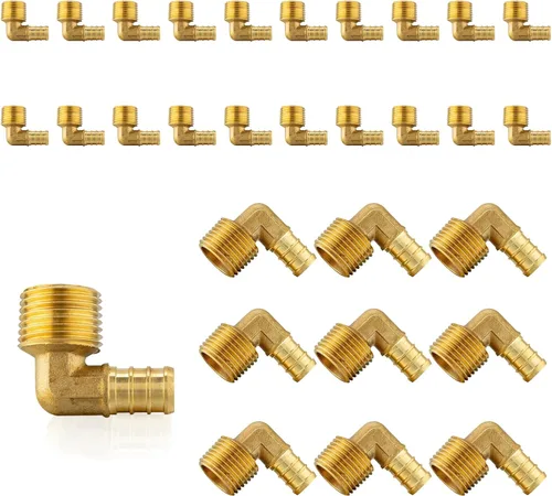 Vista 15 de Paquete de 5 accesorios PEX, adaptador de codo NPT roscado macho Pex de 1/2 pulgadas x 3/4 pulgadas, accesorios de engarce de latón, para tubería