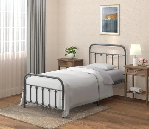 Vista 3 de Golden Gate Beds Marco de Cama Vintage de Hierro Forjado con Base de Plataforma de Metal Clásica, Cabecera y Piecera, No Necesita Somier, Fácil