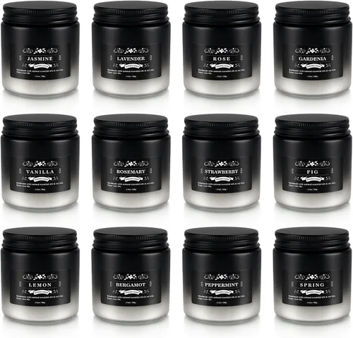 Vista 2 de YOROXRG Juego de 12 velas perfumadas de cera de soja, velas de lata de viaje para el hogar, 3.05 onzas para mamá para Navidad, cumpleaños, Acción