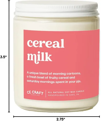 Vista 7 de CE Craft Vela perfumada de leche de cereal, vela de soja fresca y afrutada perfumada, velas perfumadas regalos para mujeres y hombres, vela