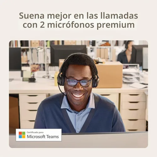 Vista 4 de Jabra Evolve2 55 Stereo - Auriculares inalámbricos con tecnología AirComfort, micrófonos con cancelación de ruido y cancelación activa de ruido