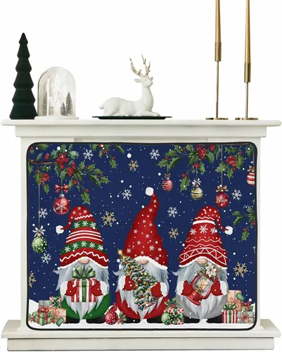 Vista 37 de Cubierta magnética azul para chimenea, detiene la pérdida de calor, pantalla de chimenea para interiores, bolas de gnomos de Navidad, árbol de copo