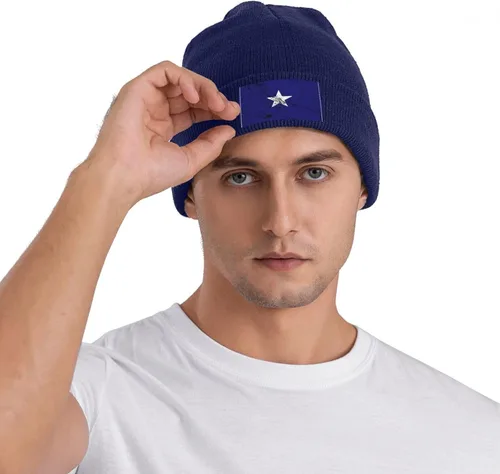 Vista 7 de Bonnie Blue Flag Texture Effect Beanie Hat for Men Women Warm Cozy Knit Skull Cap Acrylic Winter Hats