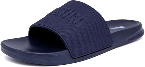 Vista 14 de Nautica Sandalias deslizantes de punta abierta para hombre - Cómodas pantuflas de ducha para interiores y exteriores Negro-bower Mono