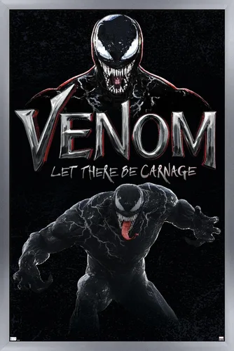 Vista 10 de Trends International Marvel Venom: Let There be Carnage - Póster de pared de ataque, 22.4 pulgadas de largo x 14.7 W, versión enmarcada de madera