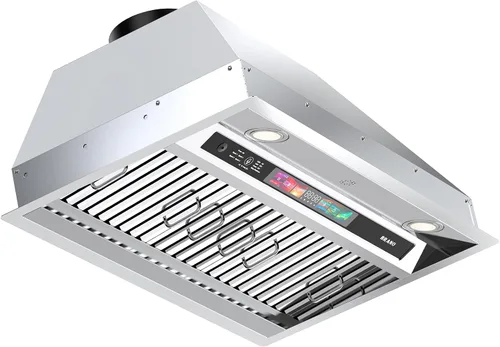 Vista 9 de BRANO Campana extractora de inserción, campana de ventilación de cocina integrada de 900 CFM con control de voz, gestos y táctil, ventilador