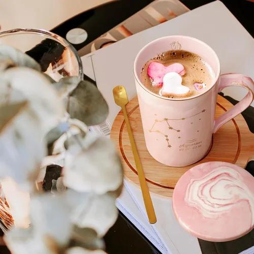 Vista 3 de YHRJWN Regalos de Acuario para Mujeres, Taza de Café de Constelación de Acuario, Regalos de Cumpleaños de Enero y Febrero para Mujeres Amantes
