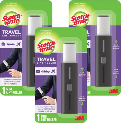 Vista 8 de Scotch-Brite Rodillos para pelusas retráctiles 2 paquete, quitapelusas portátiles de tamaño para viajes para pelo de mascotas en ropa, muebles