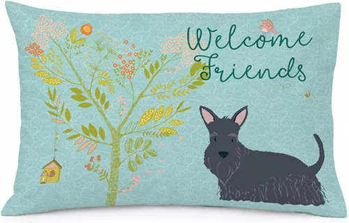 Vista 42 de Caroline's Treasures BB7625PILLOWCASE - Funda de almohada decorativa de tela con texto en inglés "Welcome Friends" Airedale Terrier estándar