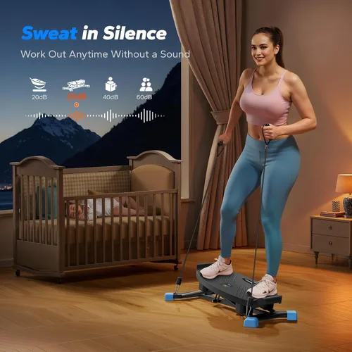 Vista 4 de MERACH Balance Board for Adults, Rocking Stepper with Resistance Bands, Portable Wobble Board Featuring LCD Monitor, 300 lbs Capacity Ski Balance