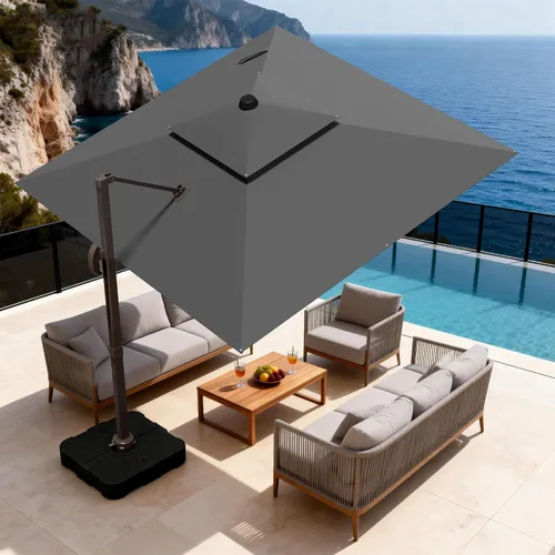 Vista 69 de Sombrilla de 10 x 13 pies para exteriores, sombrilla grande rectangular con viga voladiza, resistente, con rotación de 360°, sombrilla con Beige
