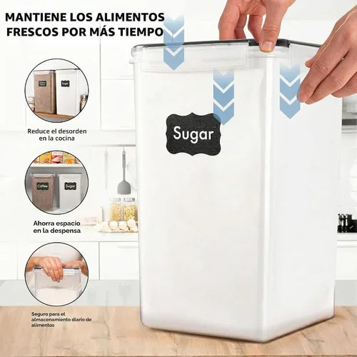 Vista 8 de SUMINISTROS WHITE FEATHER 2 PC [2,09 L / 70,6 Oz] Recipientes Grandes de Almacenamiento de Alimentos con Tapas Herméticas - BPA Libre, Plástico