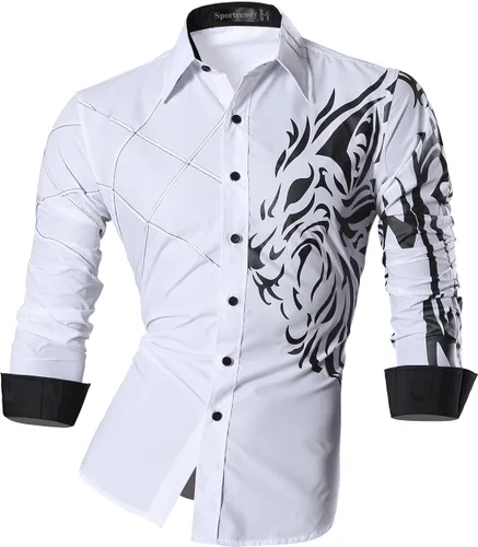 Vista 147 de JZS041, camisa de vestir de manga larga para hombre
