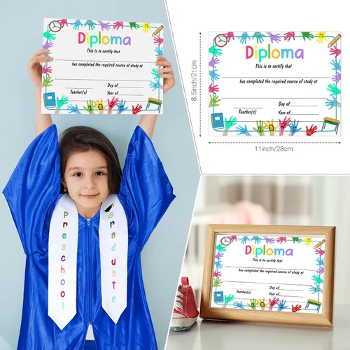 Vista 5 de Vestido de graduación para jardín de infantes, preescolar, estola para niños, sarape mexicano, estola de graduación, banda con borla, diploma
