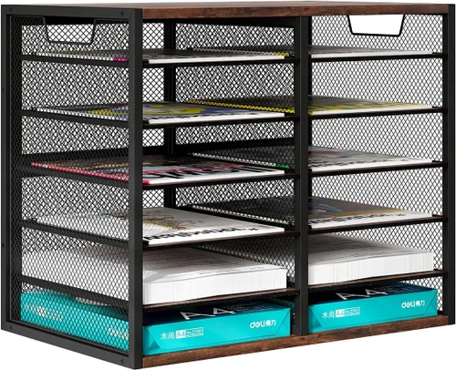 Vista 10 de PAG - Soporte para correo masivo, organizador de literatura ajustable para encimera, buzón de estudiante, organizador de papel de factura de Negro