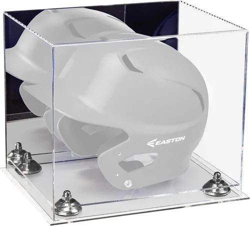 Vista 89 de Better Display Cases Vitrina acrílica para casco de bateo de béisbol con espejo, elevadores rosados, montaje en pared y base de espejo (V22/A012)
