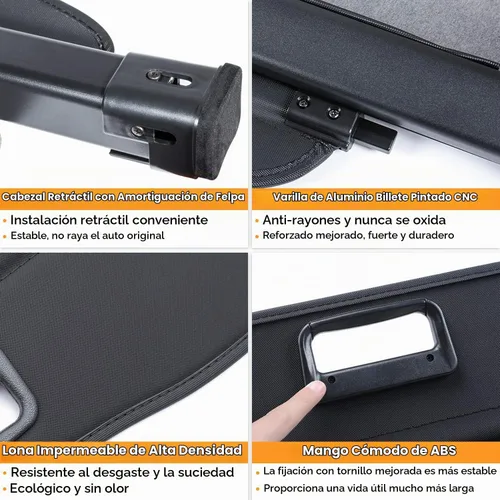 Vista 5 de Cubierta de carga para maletero para Nissan Rogue S SV SL Platinum 2014-2020 retráctil para maletero trasero de carga, cubierta de seguridad