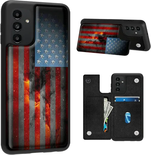 Vista 19 de BVDIKMI Funda para Samsung Galaxy A13 5G con ranura para tarjetero, funda de piel sintética, doble cierre magnético y cubierta duradera a prueba
