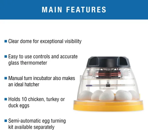 Vista 2 de Brinsea Mini II Eco Incubadora manual de huevos con recarga externa de agua, circulación de aire asistida por ventilador para incubar 10 pollo, pato